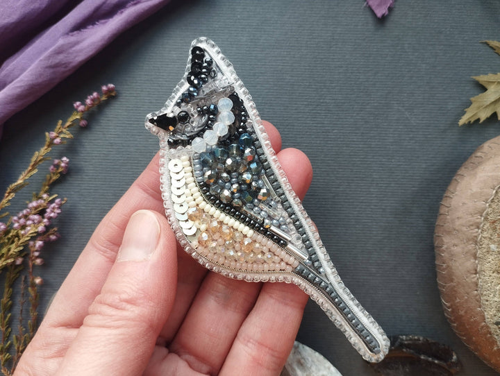 Set Of 5 Forest Bird Brooch Embroidery Kit, DIY Jewelry