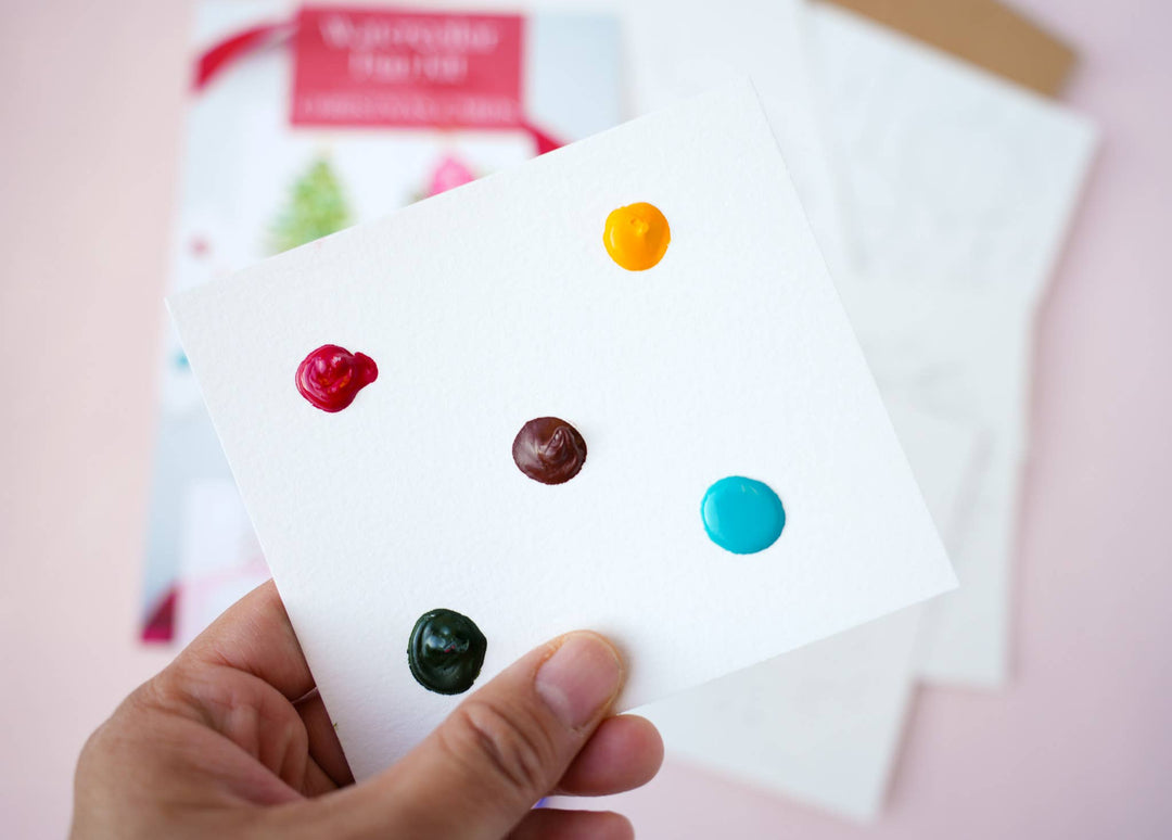 DIY Christmas Card Watercolor Kit with Paint Dot & Brush