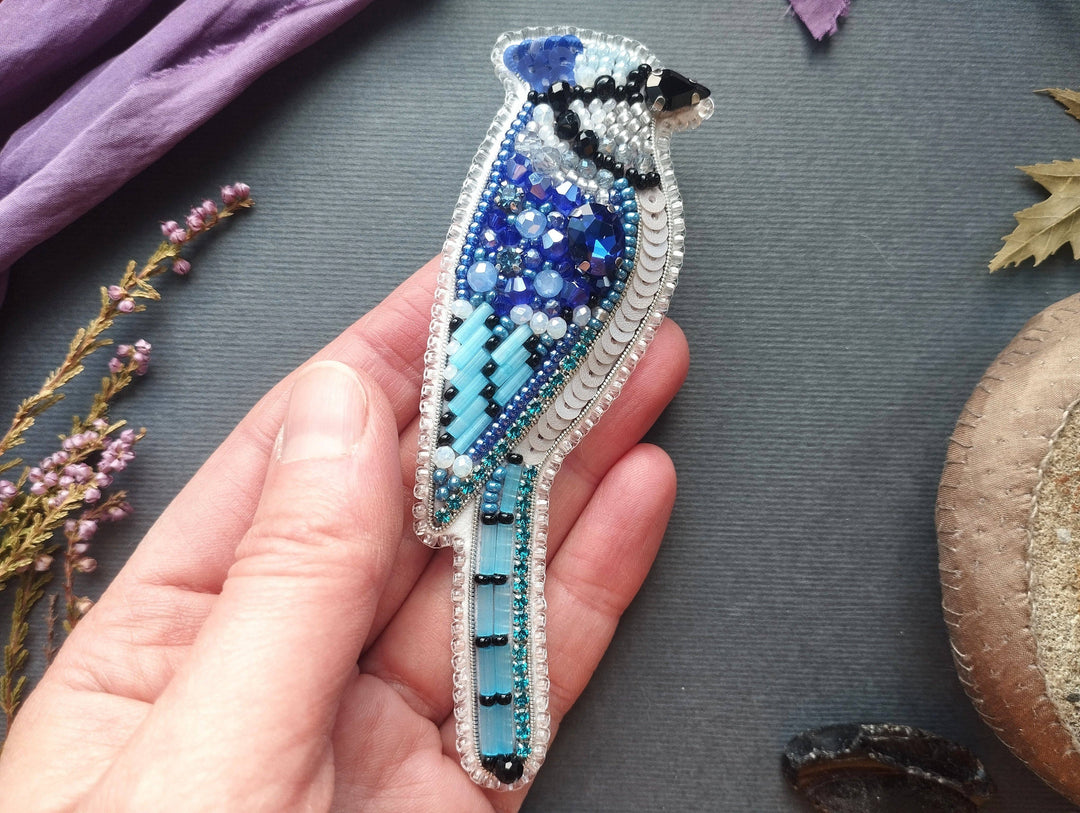 Set Of 5 Forest Bird Brooch Embroidery Kit, DIY Jewelry