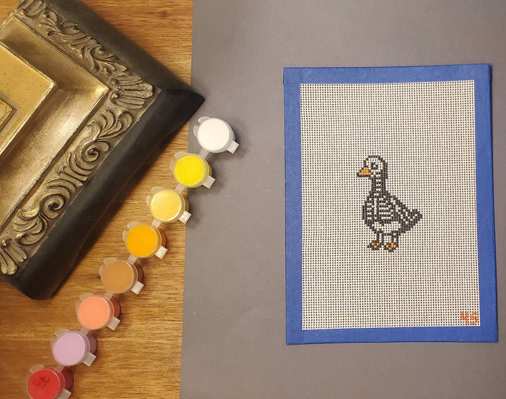 Halloween goose needlepoint hand painted canvas