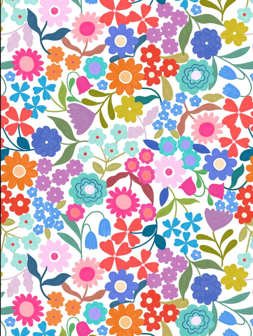 Patchwork Joy by the 1/4 Yard - Joyful Flowers Cream