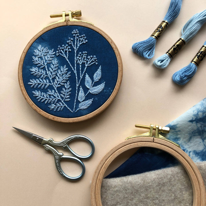 Cyanotype Botanicals - Botanical Embroidery Kit for Beginners