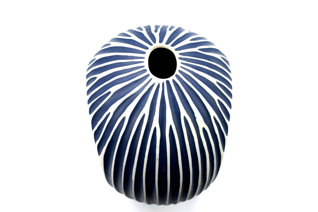 Handcrafted Porcelain Arch Vase White Stripe
