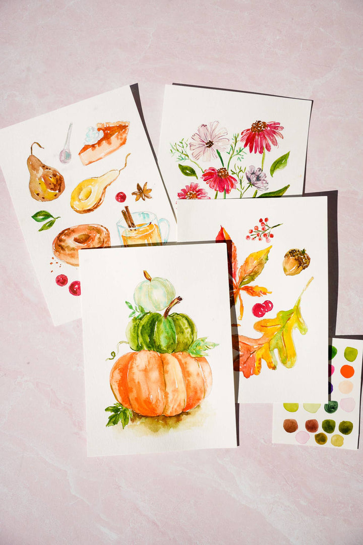 Watercolor Kit with Brush – DIY Fall-Themed Painting Set