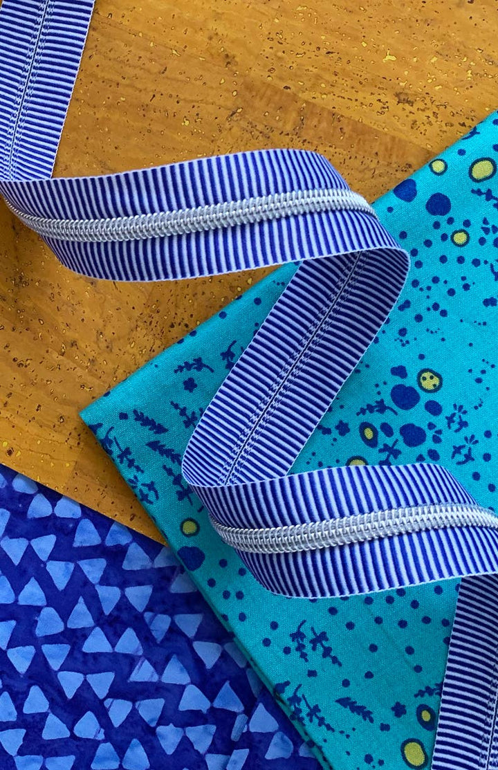Blue Stripe Zipper Tape with Nickel teeth