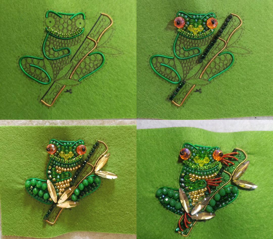 Bead Embroidery Kit: DIY Frog Brooch, Jewelry Making