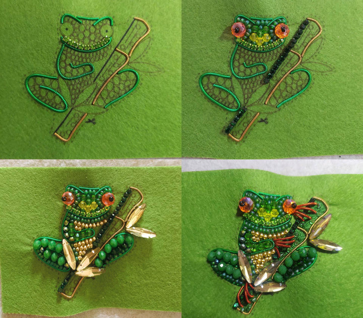 Bead Embroidery Kit: DIY Frog Brooch, Jewelry Making