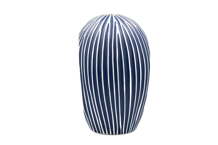 Handcrafted Porcelain Arch Vase White Stripe