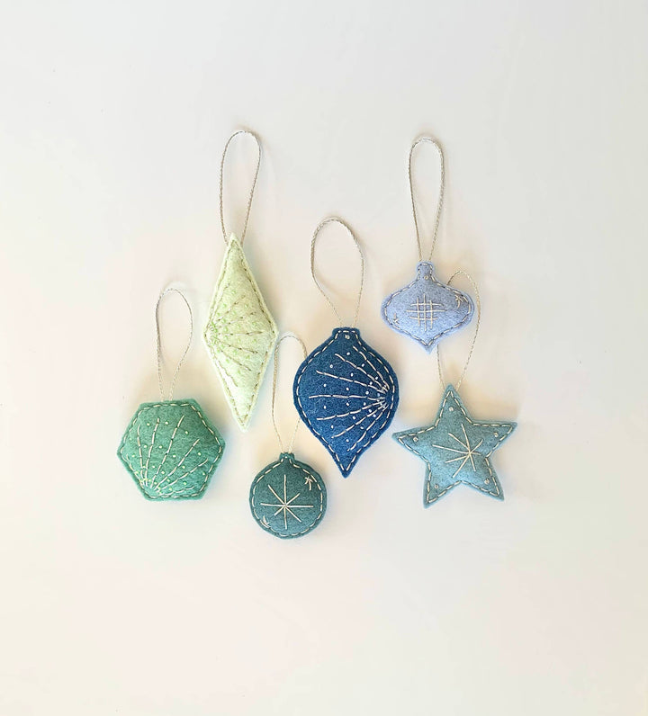 Holiday Ornaments Set Blue & Green