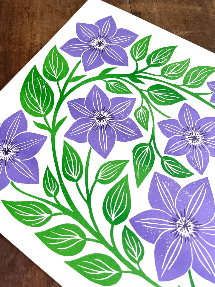 Garden Series: Clematis Risograph Print