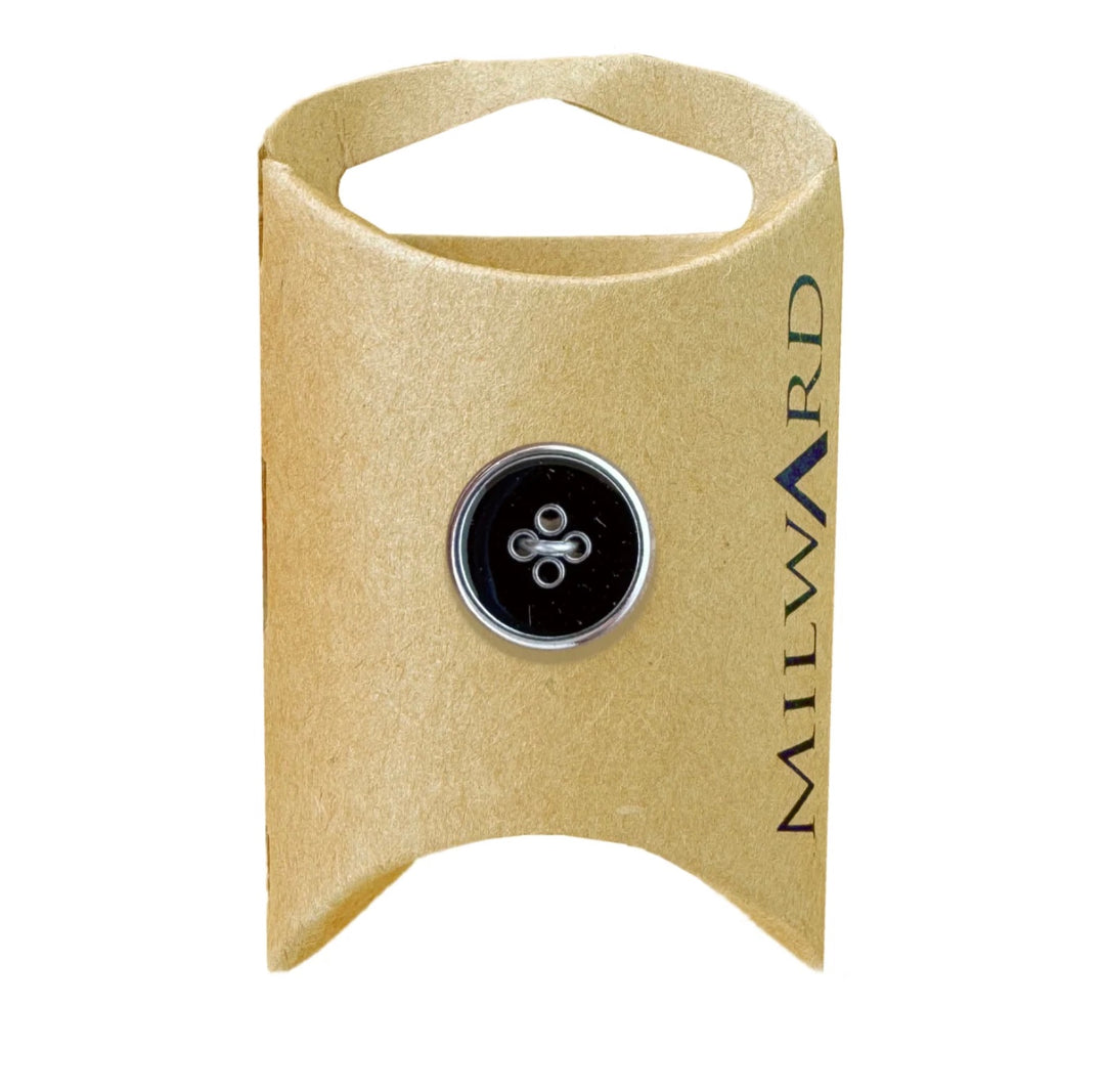 Milward Black 15mm 4-Hole Silver Rim Button