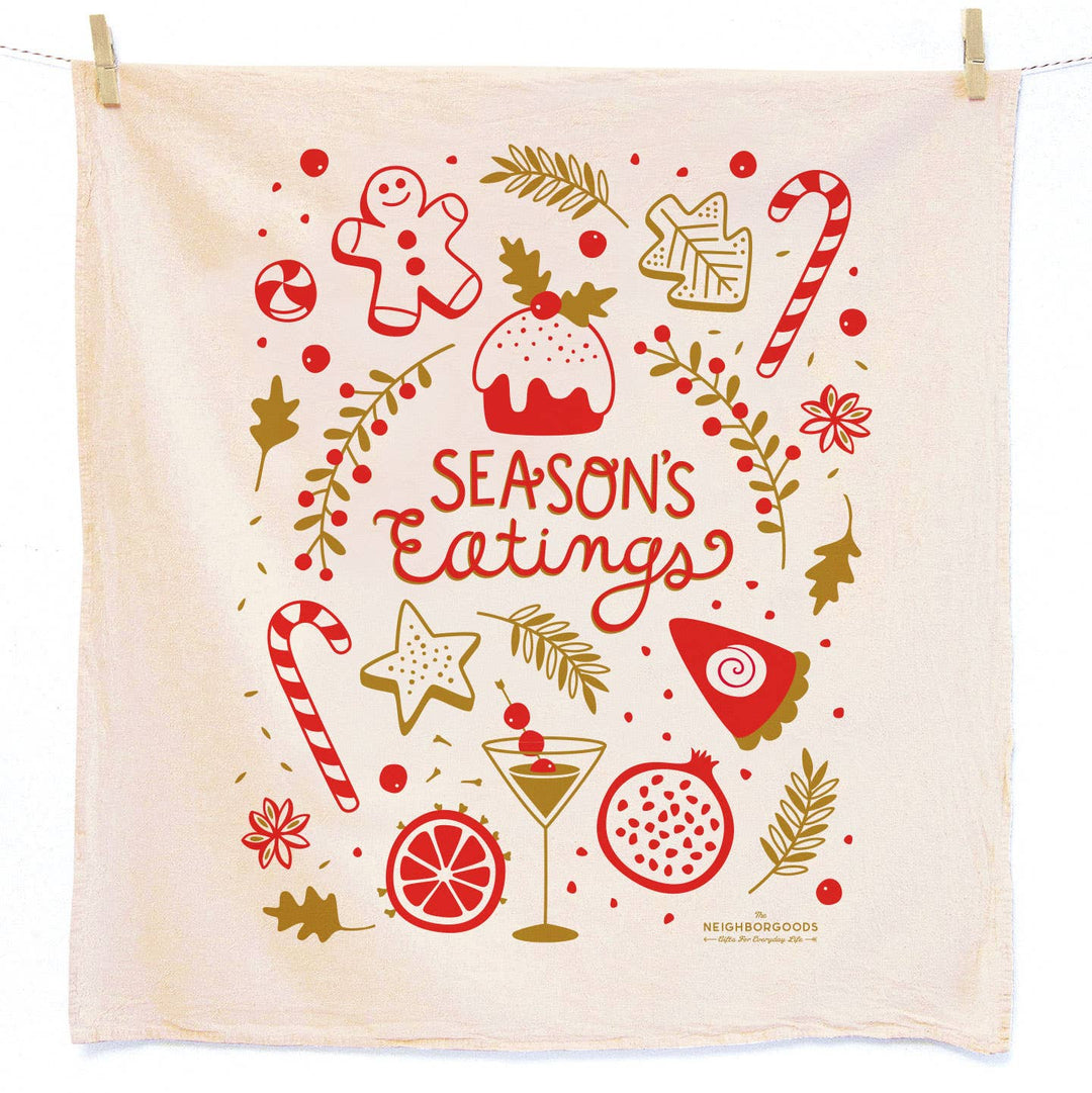 HAPPY HOLIDAYS (Peas, Seasons Eatings) - Tea Towel Set of 2