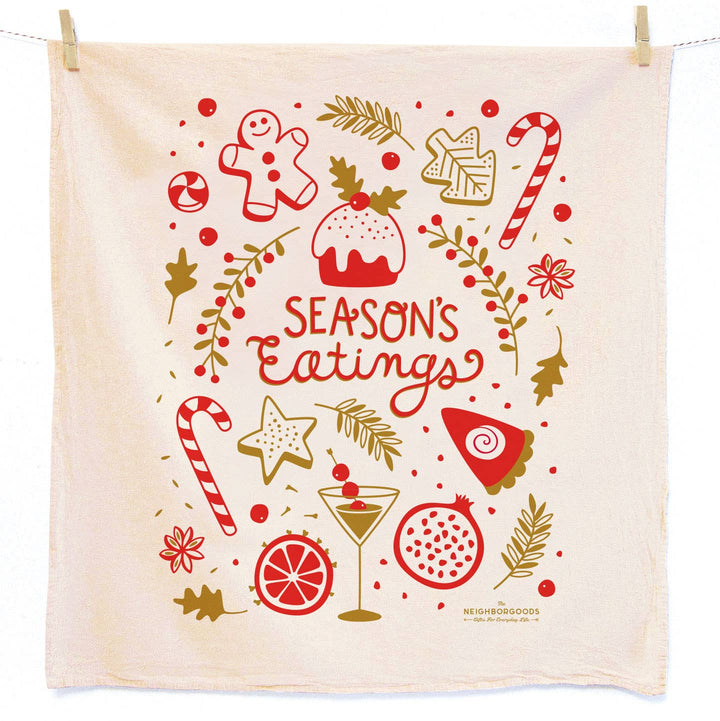 HAPPY HOLIDAYS (Peas, Seasons Eatings) - Tea Towel Set of 2