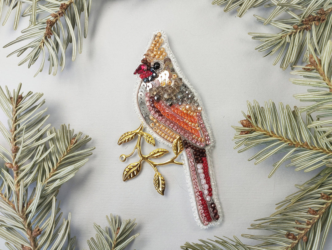 Set Of 5 Forest Bird Brooch Embroidery Kit, DIY Jewelry
