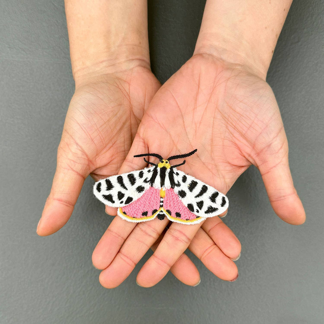 🐯 Tiger Moth Embroidered Brooch – Nature Pin