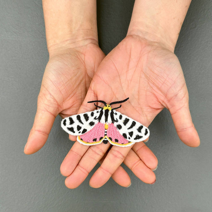 🐯 Tiger Moth Embroidered Brooch – Nature Pin