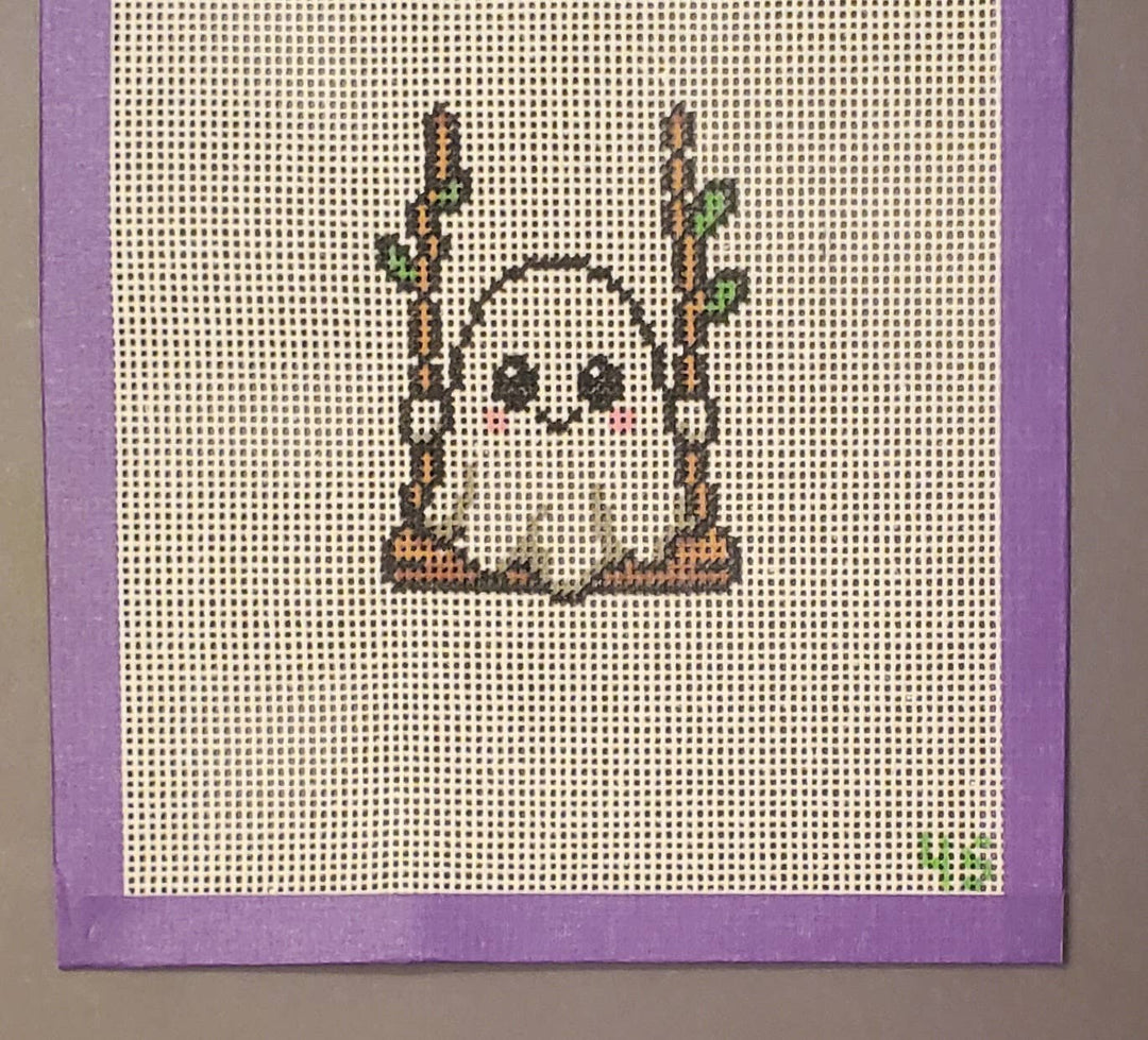 Halloween ghost swinging needlepoint hand painted canvas