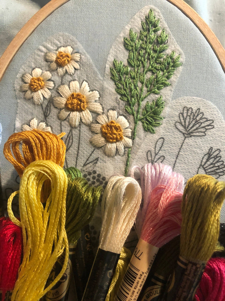 Wildflower Stems Embroidery - Peel Stick &amp; Stitch Patterns
