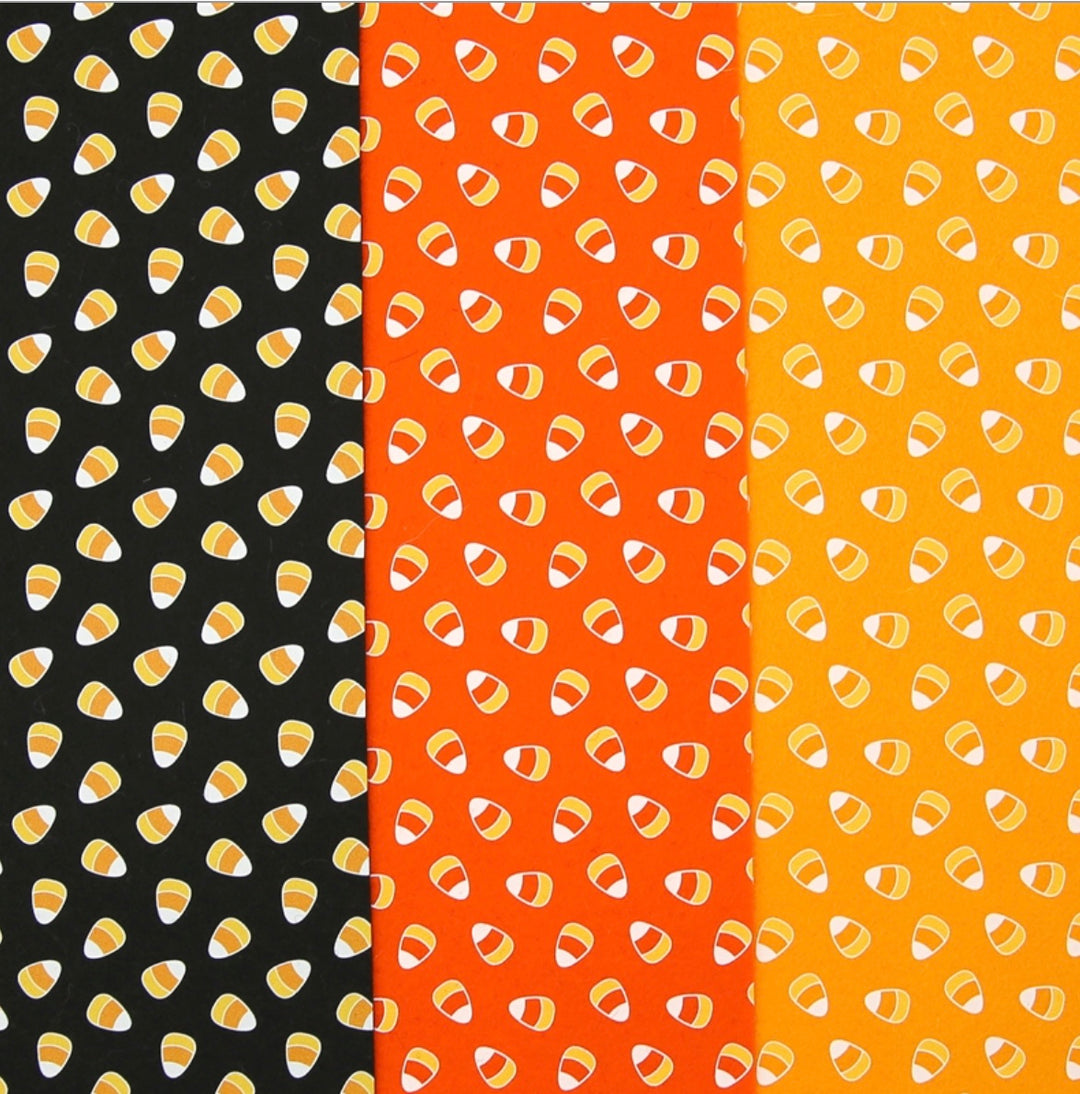 Halloween Candy Corn Merino Wool Felt