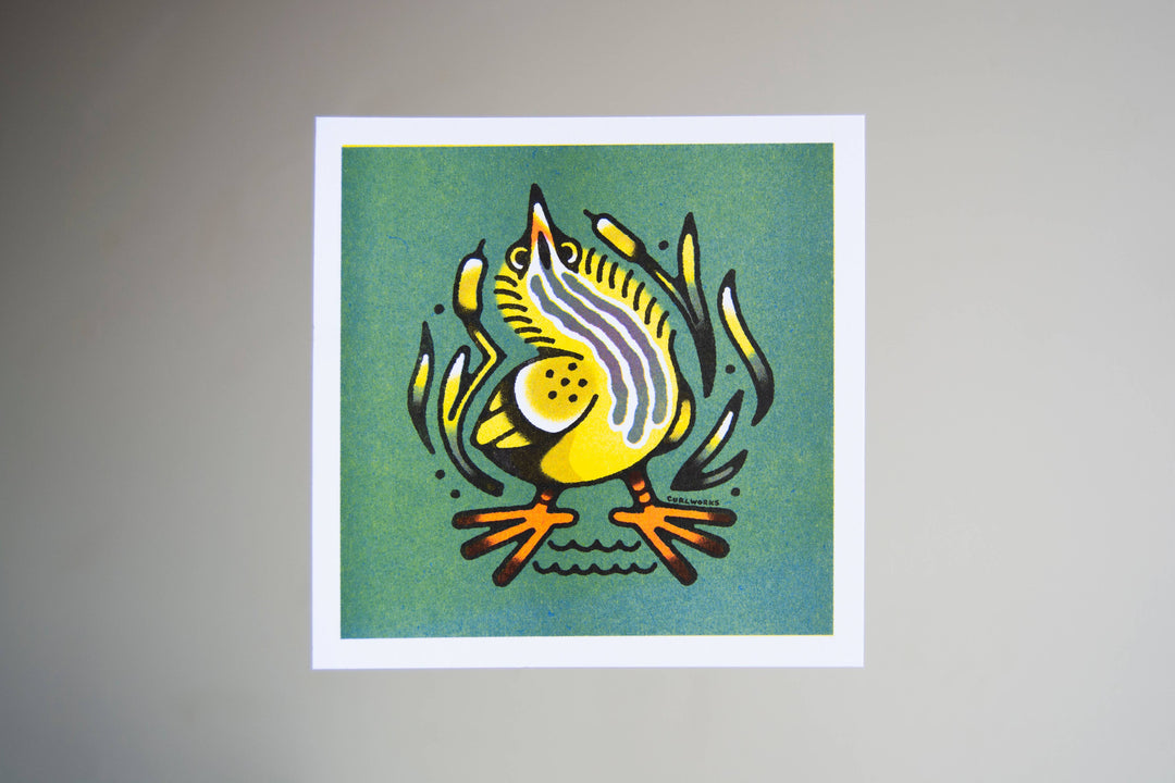 American Bittern - 5x5" Risograph Print