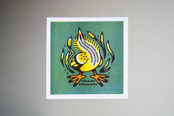 American Bittern - 5x5" Risograph Print