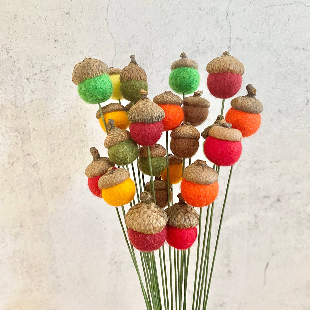 Wool Felt Acorns Autumn Leaves