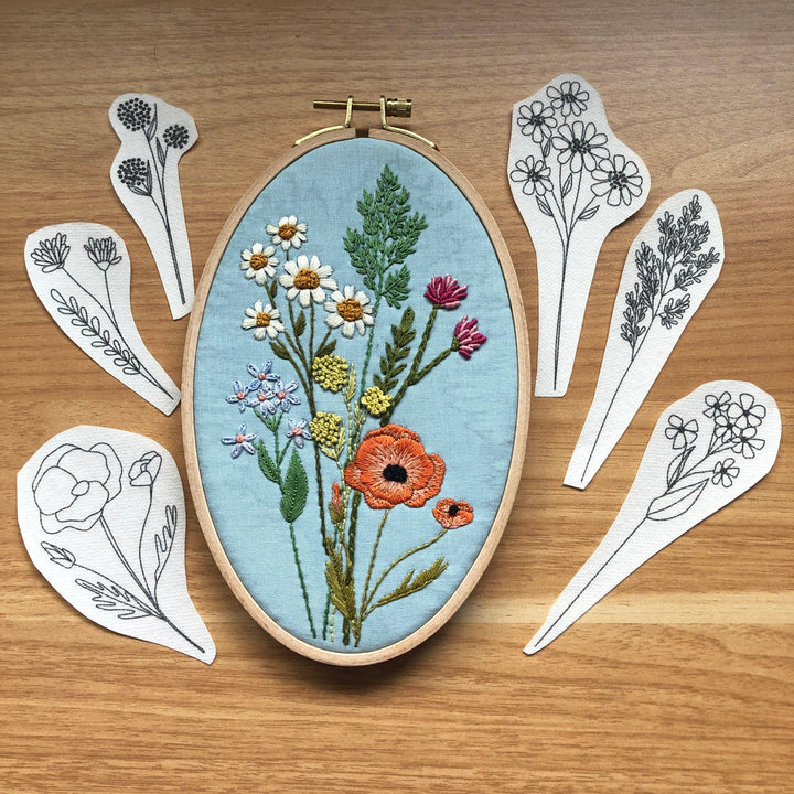 Wildflower Stems Embroidery - Peel Stick &amp; Stitch Patterns