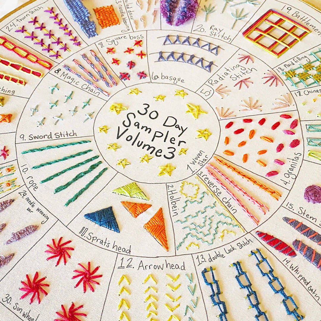Round 30 Day Sampler - Volume 3 - Fabric, Videos, and Printed Stitch Guide