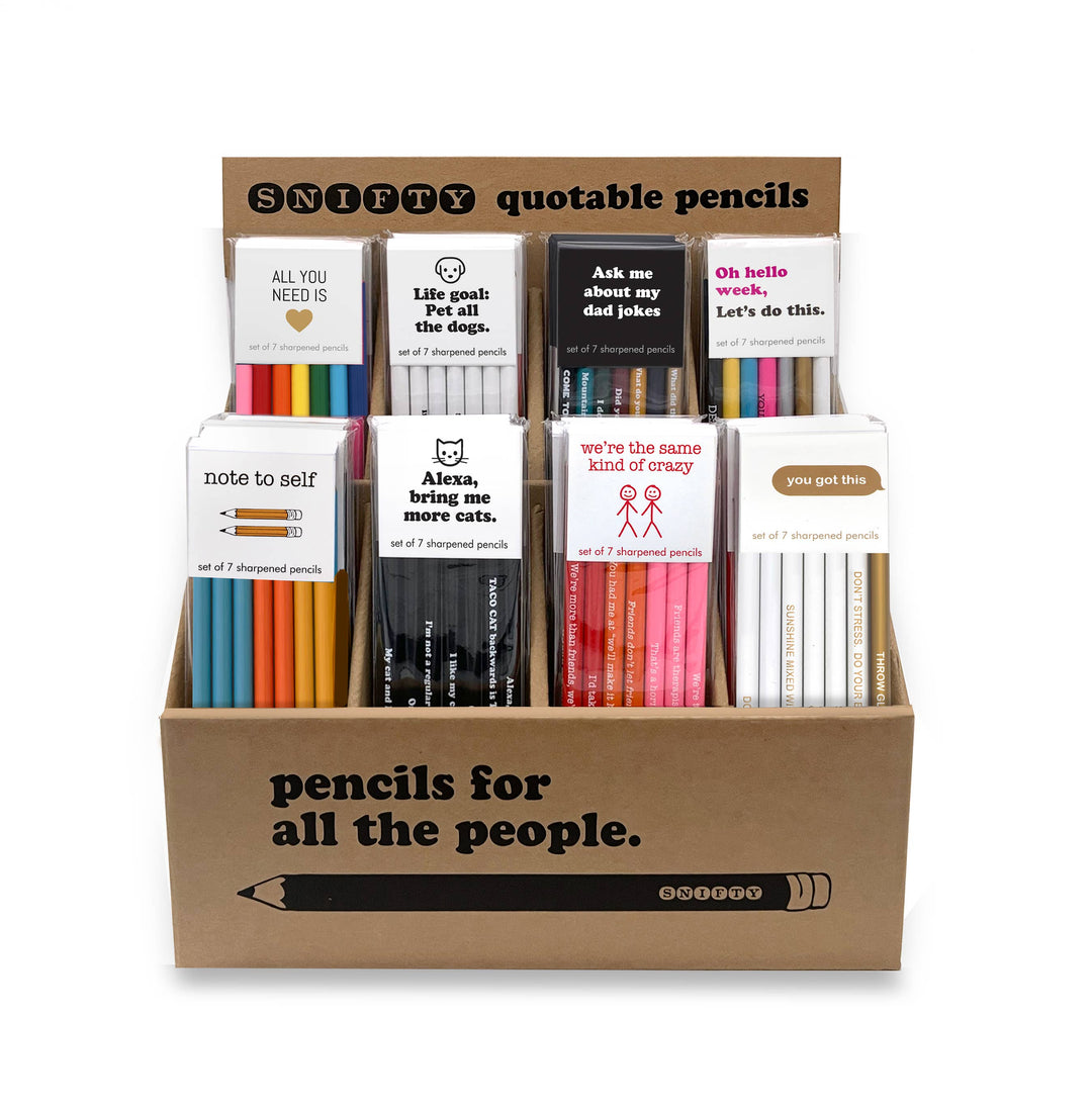 BESTSELLERS - 48 QUOTABLE PENCIL SETS + DISPLAY