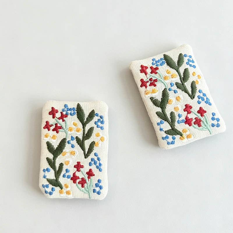 Embroidered Floral Bird Brooch Pin