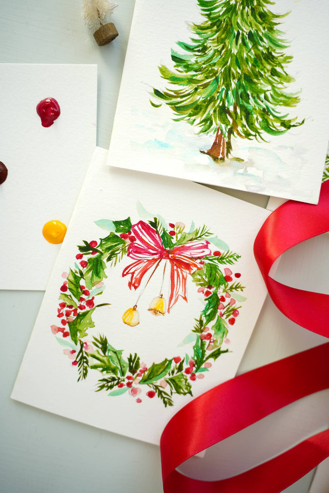 DIY Christmas Card Watercolor Kit with Paint Dot & Brush