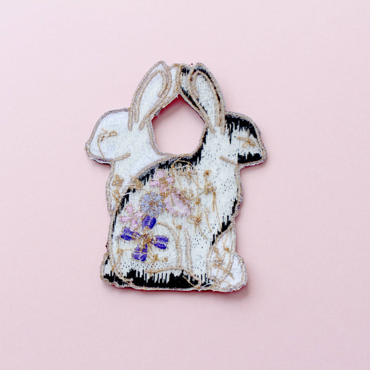 Floral Rabbits Embroidered Patch