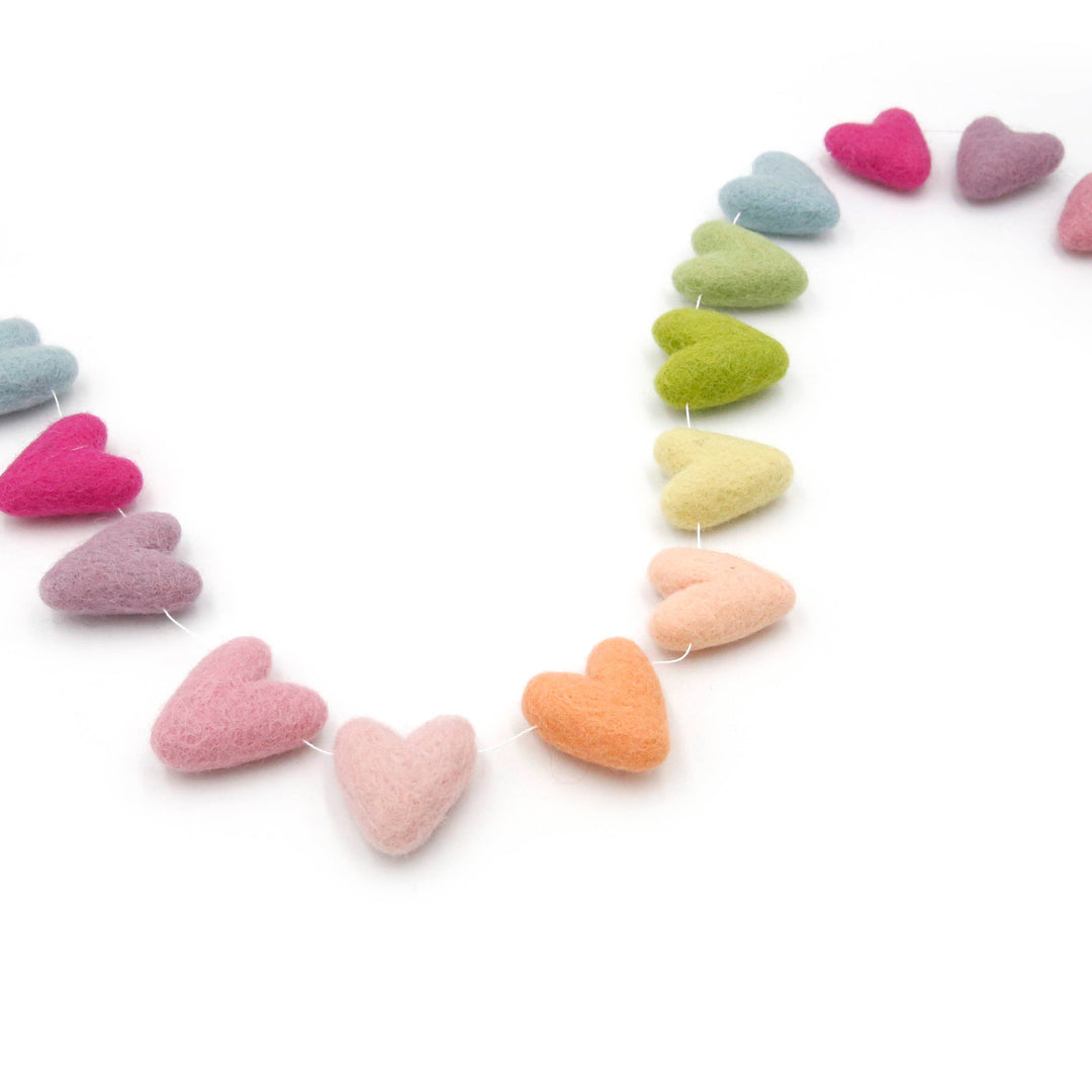 Colorful Felt Hearts Garland