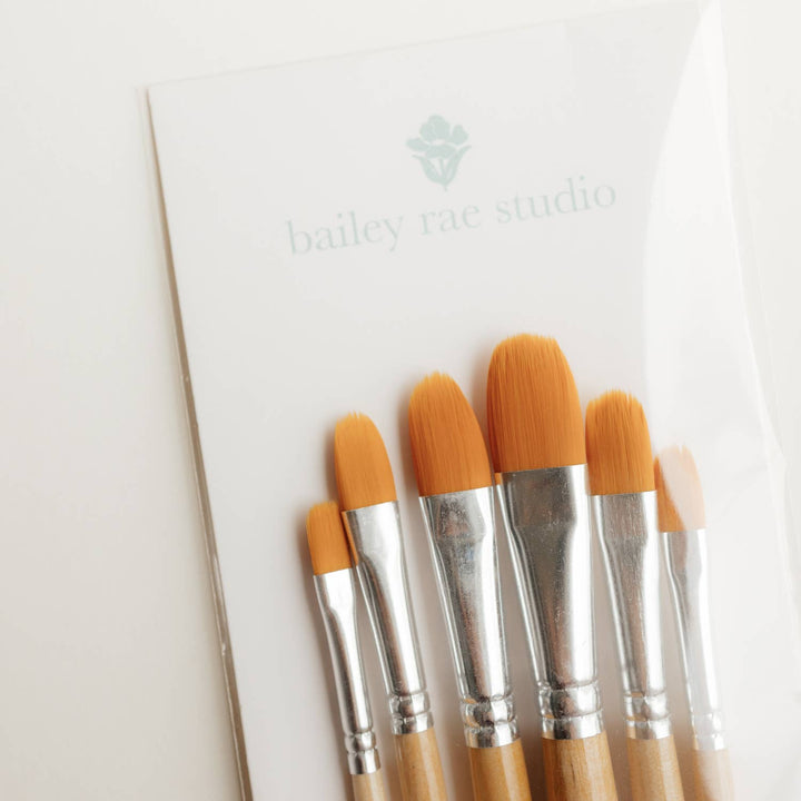Filbert watercolor brush set -- 6 piece