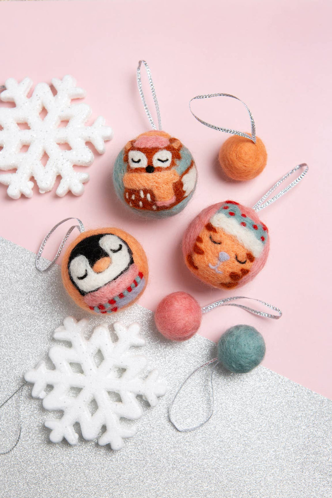Animal Christmas Baubles Needle Felting Kit