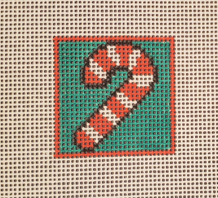 Christmas candy cane mini needlepoint hand painted canvas