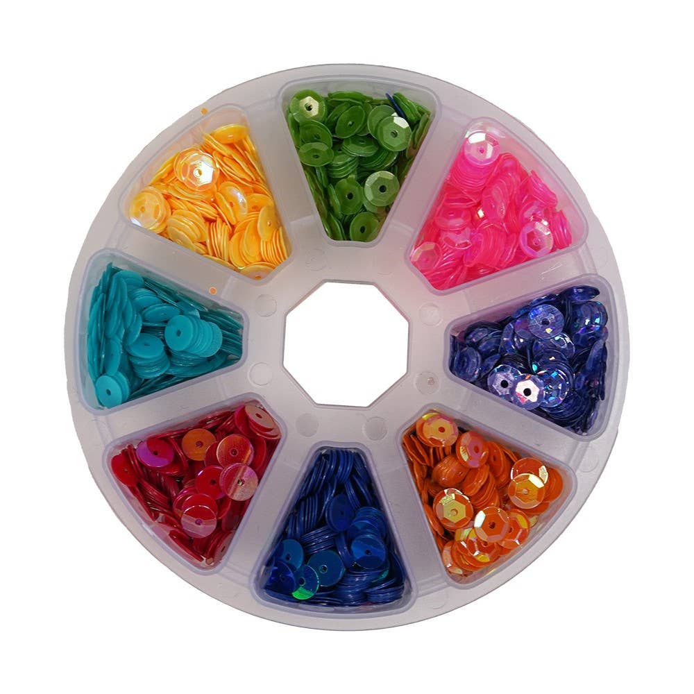 Assorted Colors Sequins in Pinwheel Container