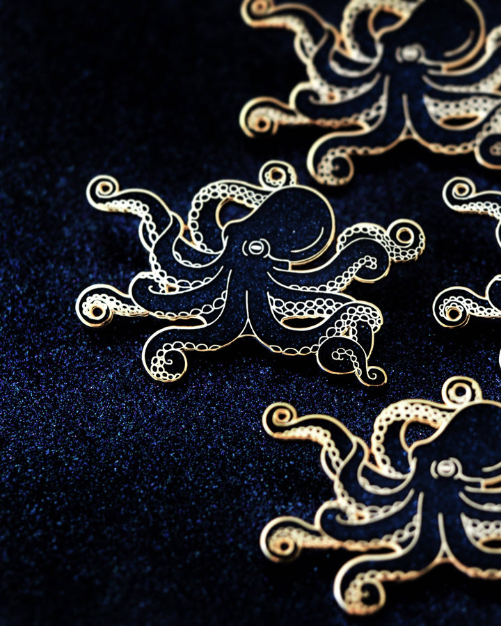 Glitter Octopus Pin
