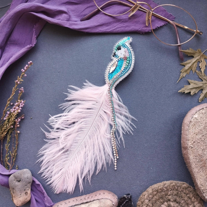 Set of 3 Fantasy Bird Beaded Brooch Embroidery Kits
