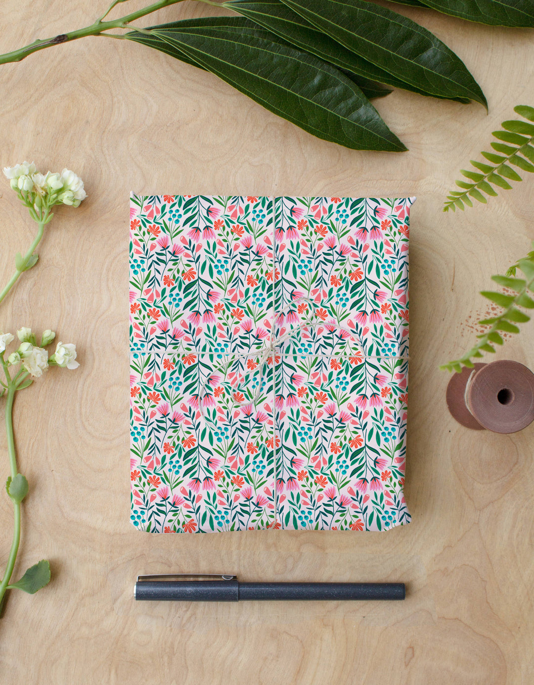 White Garden Wrapping Paper | 2 Sheets, 20" x 29"