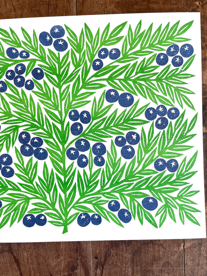 Garden Series: Blueberries Risograph Print