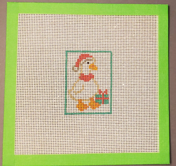 Christmas Goose needlepoint hand painted canvas