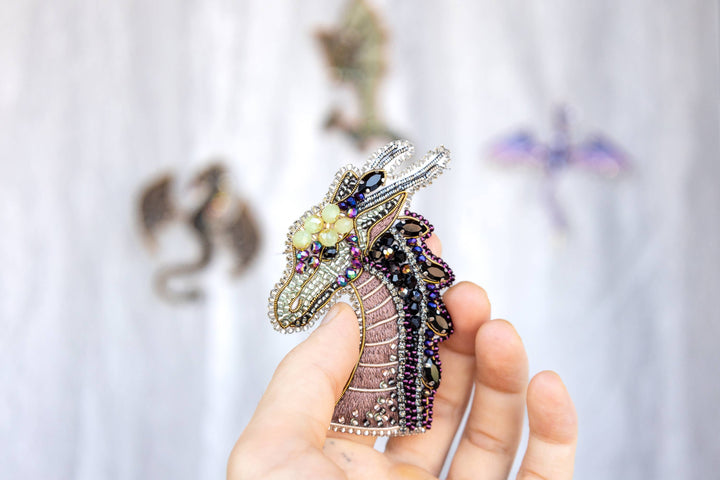 Bead Embroidery Dragon Brooch Kit: DIY Jewelry Making