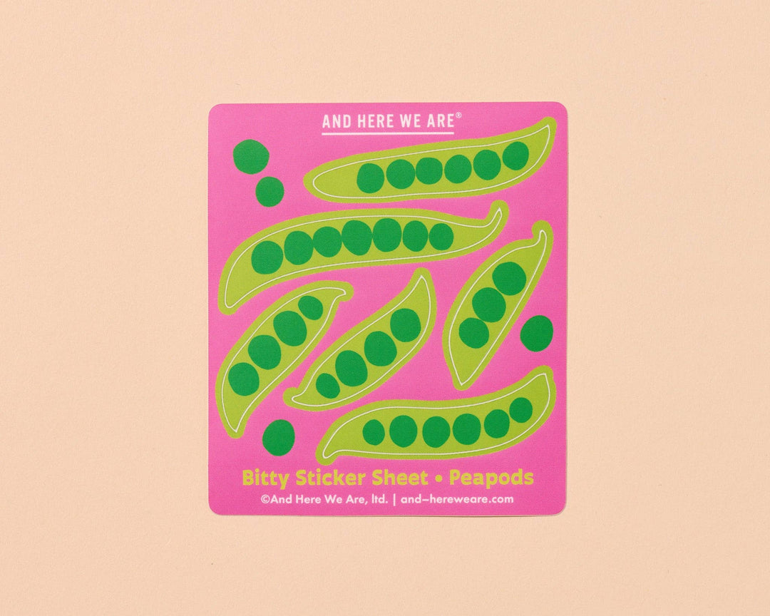Bitty Vinyl Sticker Sheet—Pea Pods (6 little stickers)