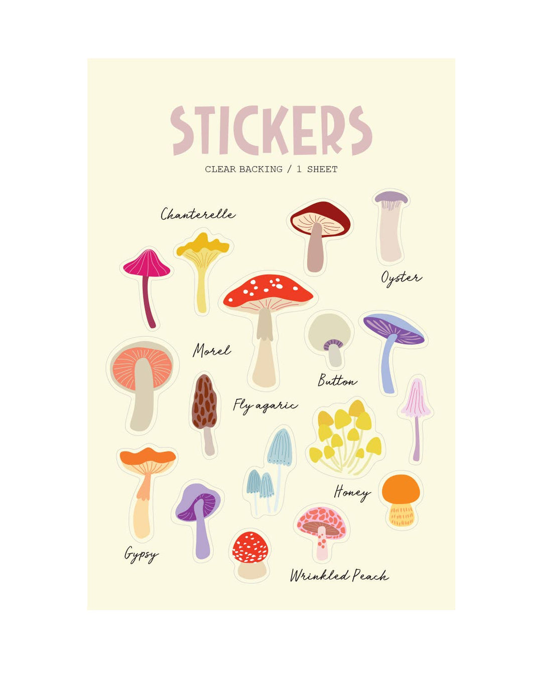 Mushrooms Clear Stickers