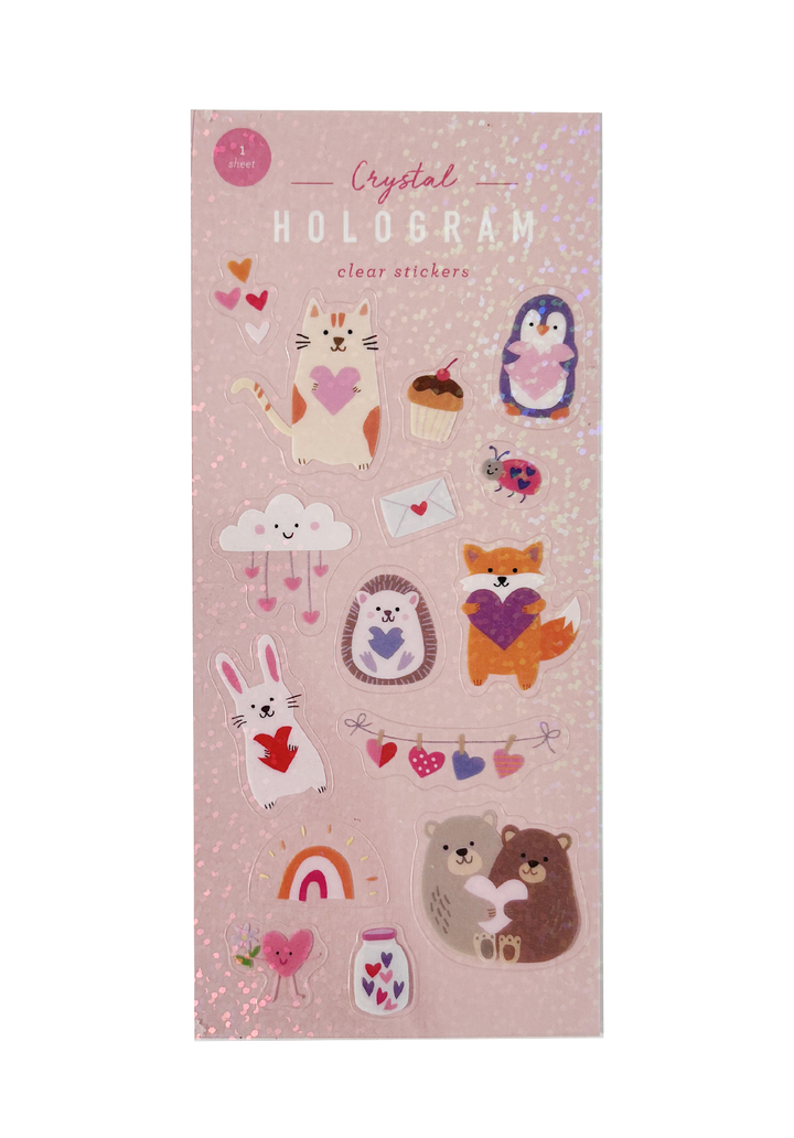 Hugs and Kisses Crystal Hologram Clear Stickers