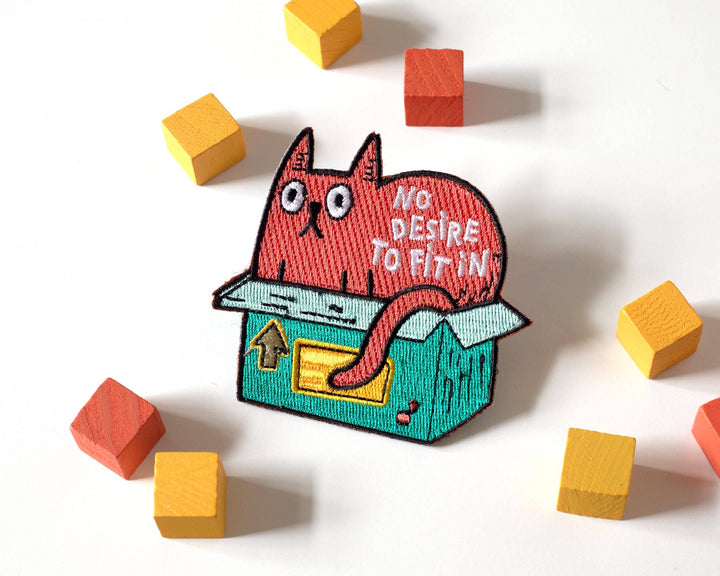 No Desire to Fit In Cat Iron-On Patch