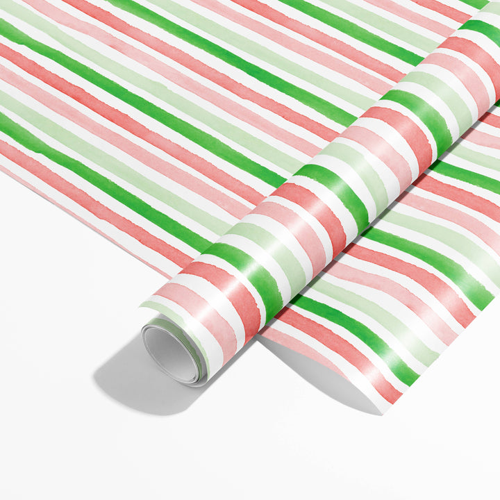 Holiday Stripes Gift Wrap | Watercolor Christmas Stripes