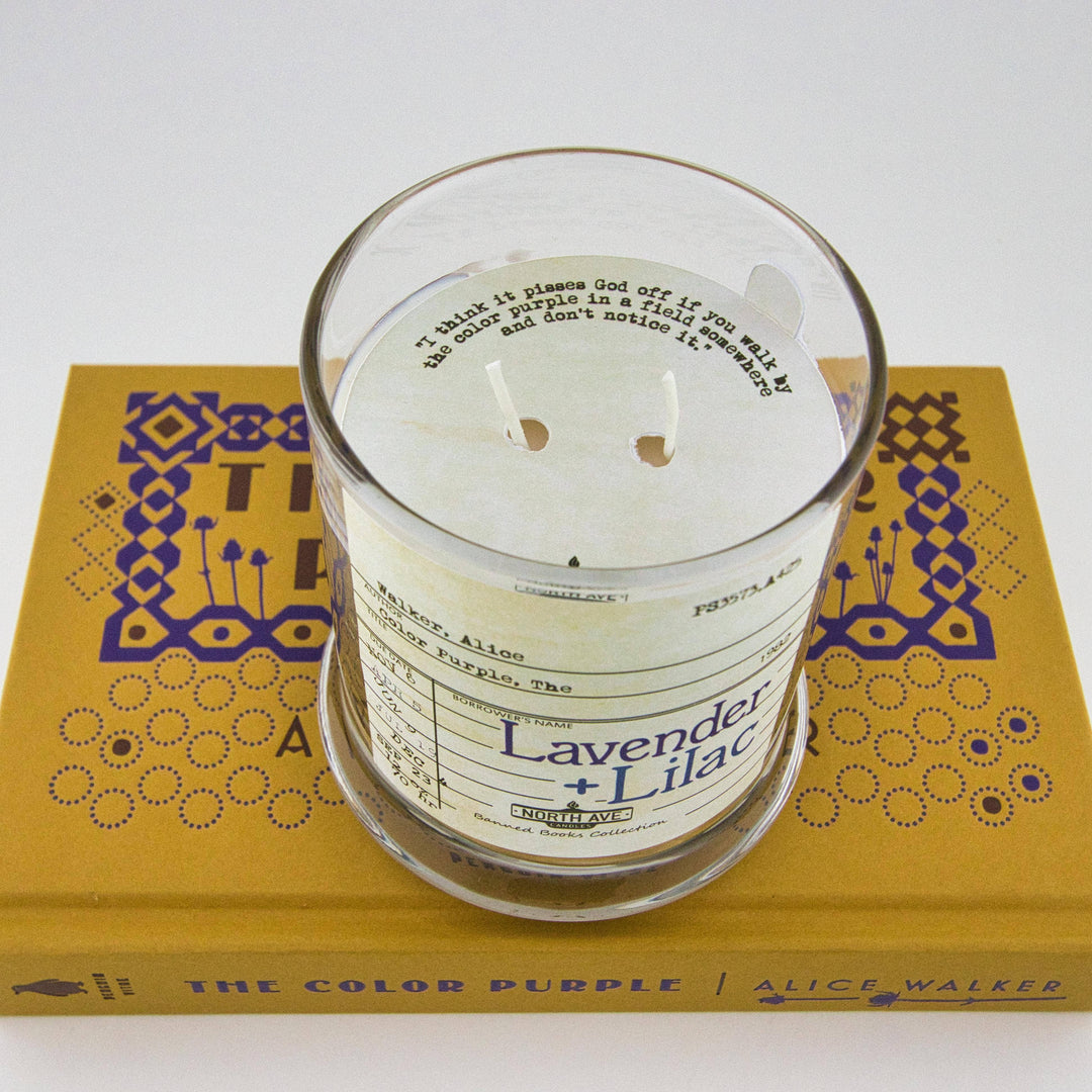 Banned Book Candle / The Color Purple / Bookstore Sidelines