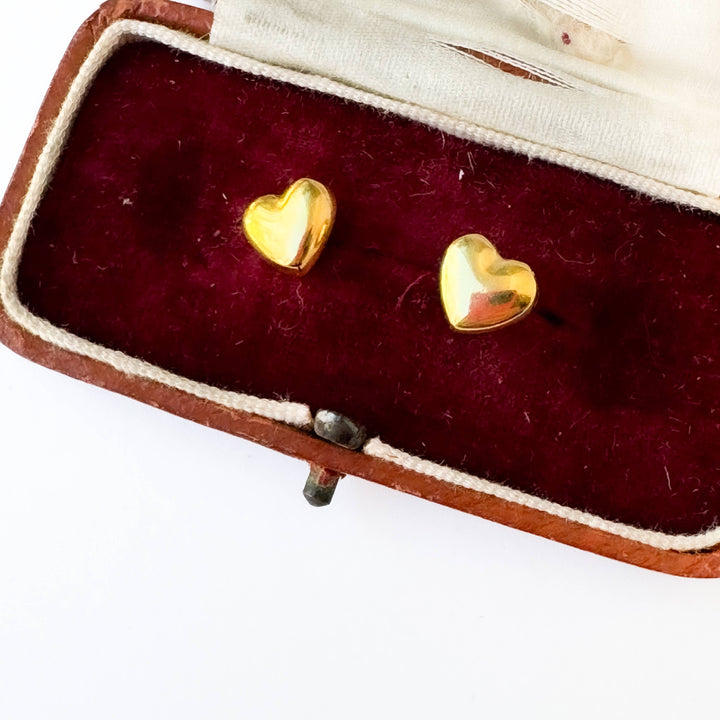 Puffy Gold Heart Studs